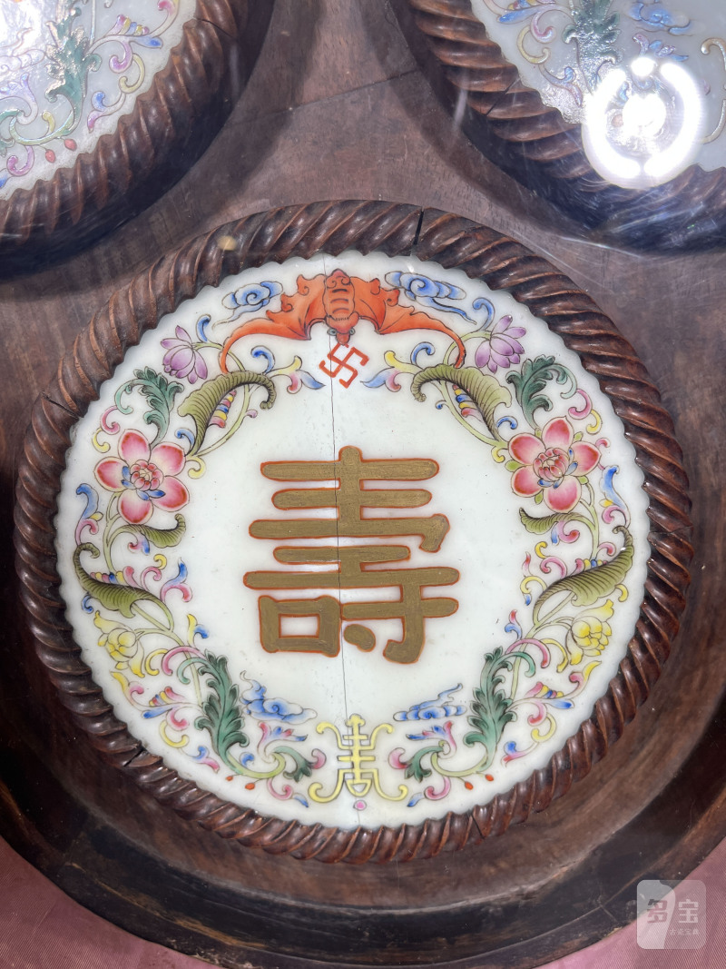 清中期 洋彩福禄寿喜报三元挂屏 - 图5